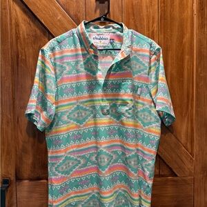 Chubbies Vibrant Green and Pink Polo Shirt